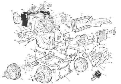 Page A Diagram and Parts List for 76820-86290 After 08/17/95 Power Wheels Ride-On Cars